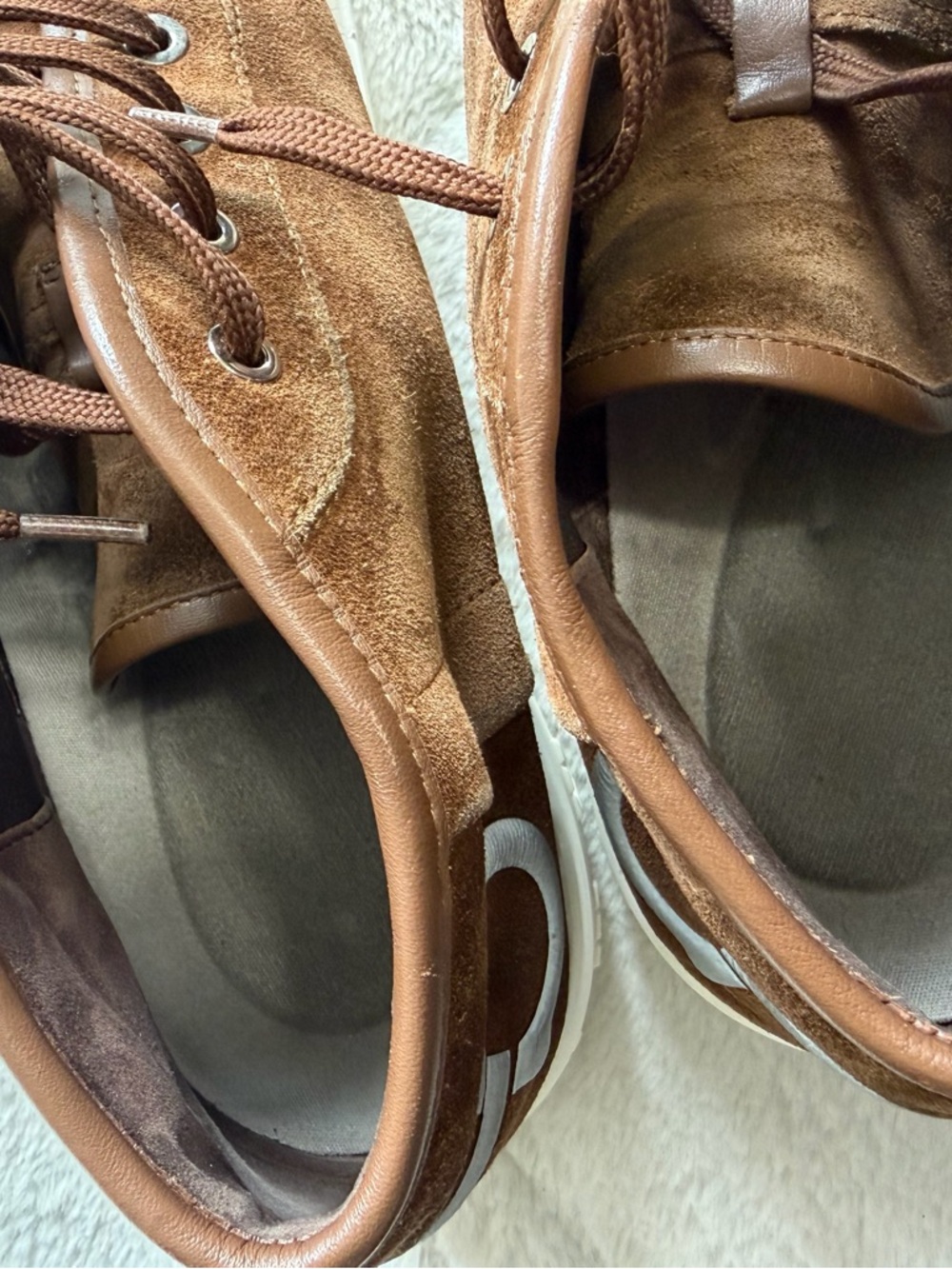 $850 Ferragamo Angel Gancini Parigi Logo Brown Suede Mid-Top Sneakers 10 11 - Picture 9 of 10